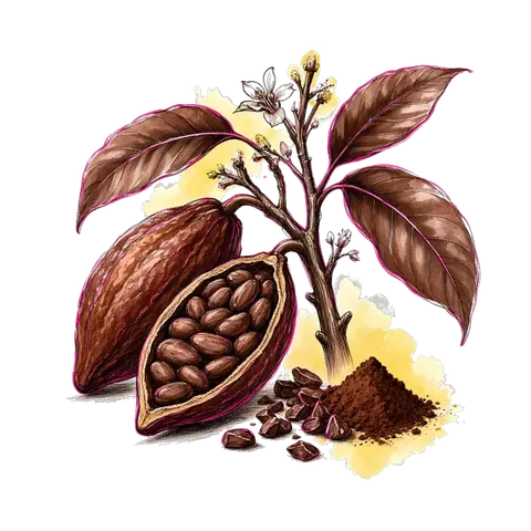 Cocoa powder and nibs illustration